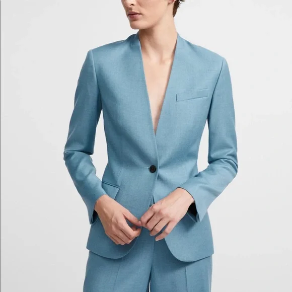 Theory | Jackets & Coats | Theory Blue Collarless Staple Blazer